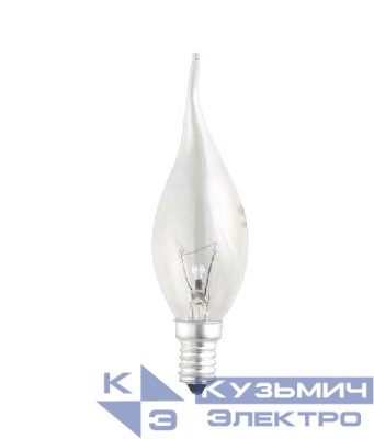 Лампа накаливания CT35 60W E14 clear "Свеча на ветру" JazzWay 3321468