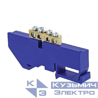 Шина нулевая N 6х9 4 отвер. латунь син. изолятор на DIN-рейку PROxima EKF sn0-63-04-d