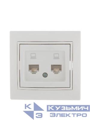 Розетка компьютерная 2-м СП Mira RJ45 бел./бел. LEZARD 701-0202-141