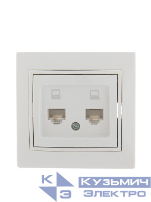 Розетка компьютерная 2-м СП Mira RJ45 бел./бел. LEZARD 701-0202-141