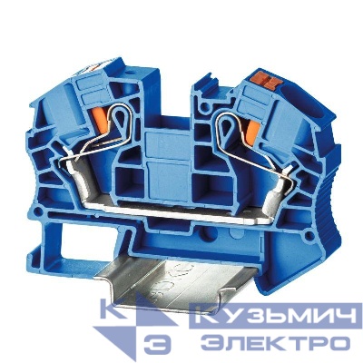 Клемма проходная зажим push-in 2 точки подключения 16кв.мм син. DKC VPR-16-BU