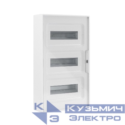 Щиток настенный 36мод. FRAME с прозр. дверцей с 4 шинами PEN (2шт на 8 отверст. и 2шт на 10 отверст.) бел. DKC F36W1WT