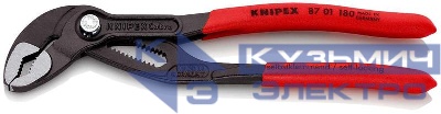 Клещи переставные с фиксатором 42мм (1 1/2дюйм) под ключ 36мм L-180мм Cr-V обливные рукоятки сер. Knipex KN-8701180