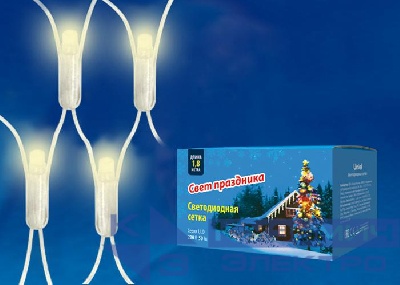 Сетка светодиодная ULD-N1815-180/DTA WARM WHITE IP20 с контроллером 1.8х1.5м тепл. бел. свет провод прозр. Uniel UL-00005489