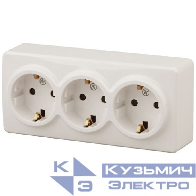 Розетка 3-м ОП Эра Эксперт 11-2208-02 16А IP20 250В 3х2P+E Schuko сл. кость Эра Б0020701