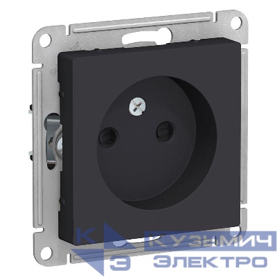 Розетка 1-м СП AtlasDesign 16А IP20 без заземл. защ. шторки механизм карбон SE ATN001049
