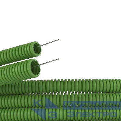 Труба гофрированная ПВХ гибкая легкая d20мм с протяжкой зел. (уп.100м) DKC 91920G