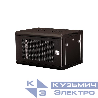Шкаф телекоммуникационный настен. 19дюйм 6U 368х600х450мм дверь перфорация черн. Datarex DR-651001