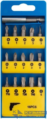 Набор бит 15шт CrV 25мм+ адаптор FIT 57632