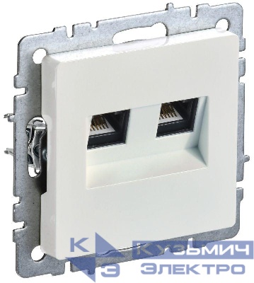Розетка компьютерная двойн. СП RJ45 кат.6 BRITE РК11-2-БрЖ механизм жемчуж. IEK BR-K20-2-K36