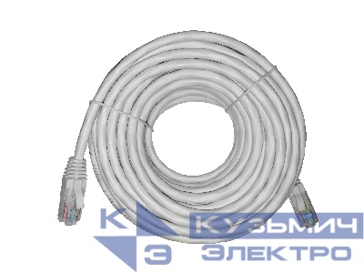 Патч-корд UTP4 rj45-rj45, cat.6, 10.0м, BC, LSZH, серый, литой коннектор NETKO Optima