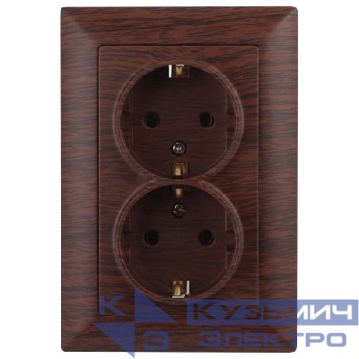 Розетка 2-м СП Solo 4-205-10 16А 250В IP20 2х2P+E Schuko с заземл. венге Intro Б0053679