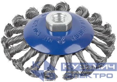 Щетка для УШМ М14 тип "Тарелка" крученая проволока 0.5мм 115мм Profi Cutop 82-529