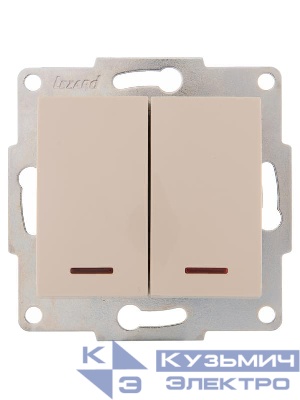 Выключатель 2-кл. 1п СП Karina 10А IP20 с подсветкой механизм крем. LEZARD 707-0388-112