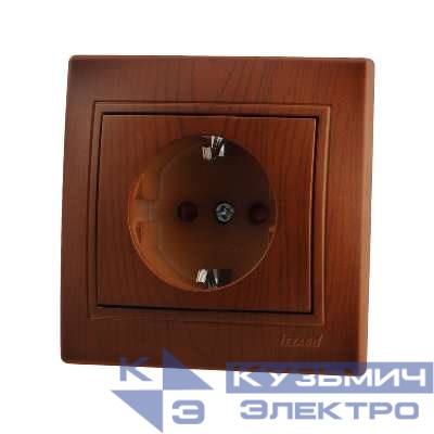 Розетка 1-м СП Mira 16А IP20 с заземл. защ. шторки керамика сосна LEZARD 701-0801-124