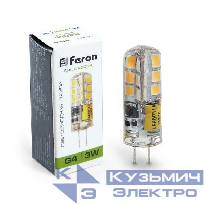 Лампа светодиодная LB-422 3Вт JC 4000К G4 12В FERON 25532