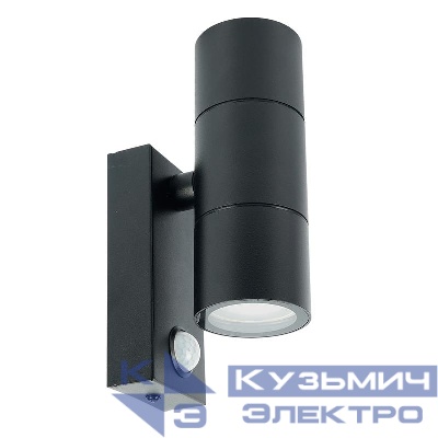 Светильник DH0713 2хGU10 220-240В садово-парковый с датчиком освещенности/движения на стену черн. FERON 51964
