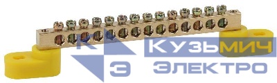 Шина PE "земля" на двух угловых изоляторах ШНИ-6х9-14-У2 желт. NO-222-112-1 ЭРА Б0044161