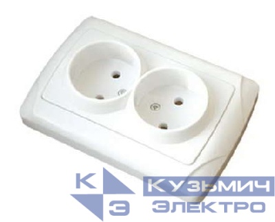Розетка 2-м СП Маргарита 16А IP20 без заземл. бел. UNIVersal М0102