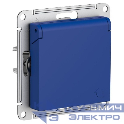 Розетка AtlasDesign 16А IP20 с заземл. защ. шторки с крышкой механизм аквамарин SE ATN001146