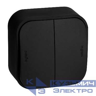 Выключатель 2-кл. ОП Quteo 10А IP20 10AX черн. матов. IEK 782474