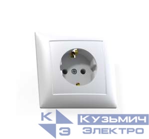 Розетка 1-м СП Селена РС16-370 16А IP20 с заземл. бел. Кунцево 8111