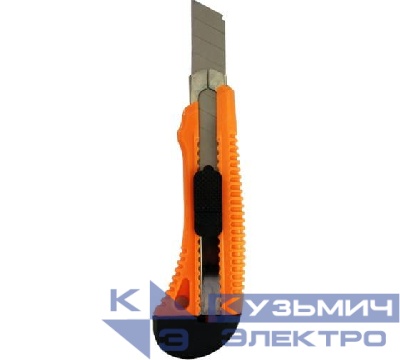 Нож с выдвижным лезвием 18мм пластик. корпус металлическая направляющая Вихрь 73/10/10/2