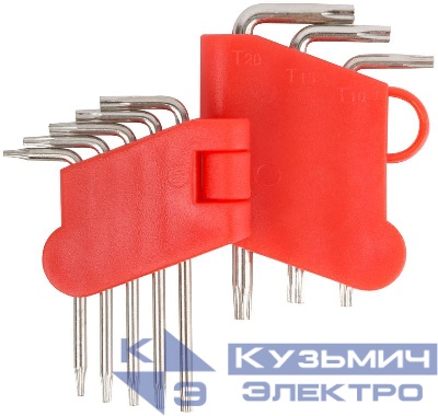 Набор ключей "звездочки" CrV Т5-Т20 в пластик. держателе (уп.8шт) FIT 64001