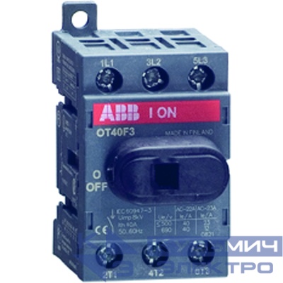 Рубильник 3п OT40F3 40А (23А AC23) ABB 1SCA104902R1001