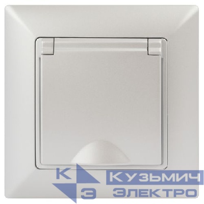 Розетка 1-м СП Solo 4-203-06 16А 250В IP20 2P+E Schuko с заземл. защ. крышка перламутр Intro Б0053662