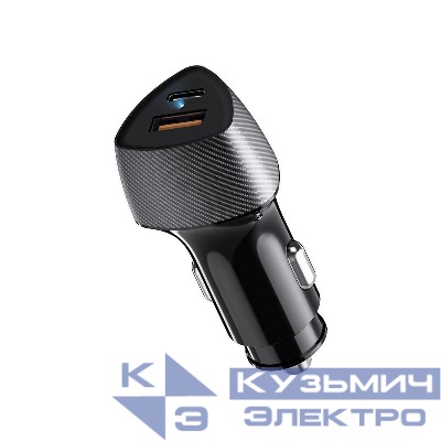 Устройство зарядное автомобильное с двумя портами USB-A QC 3.0 + USB-C PD 51Вт со световой индикацией черн. Rexant 16-0246