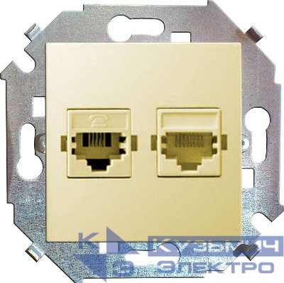 Розетка телефонная 2-м СП Simon 15 RJ11 винтов. зажимы механизм сл. кость Simon 1591589-031