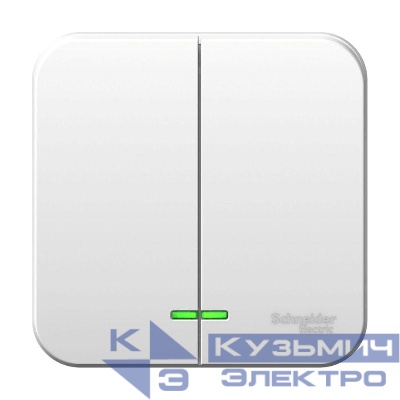 Выключатель 2-кл. ОП Blanca 6А IP20 (сх. 5) 250В с подсветкой с изолир. пластиной бел. SE BLNVA065111