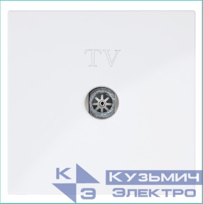 Розетка телевизионная оконечная TV 1-м СП FD Ф9.5мм с накладкой механизм бел. глянцевый Jasmart FD6001W