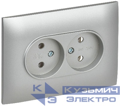 Розетка 2-м SKANDY 10А без заземл. без защ. шторок в сборе SK-R10S серебр. IEK SK-R20-10-K23-F