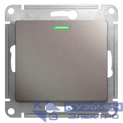 Выключатель 1-кл. СП Glossa 10А IP20 (сх. 1а) 10AX с подсветкой механизм платина SE GSL001213