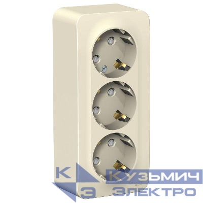 Розетка 3-м ОП Blanca 16А IP20 250В с заземл. защ. шторки с изолир. пластиной молоч. SE BLNRA011312