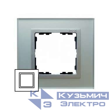 Рамка 1-м Simon82 стекло серебр. Simon 82917-62