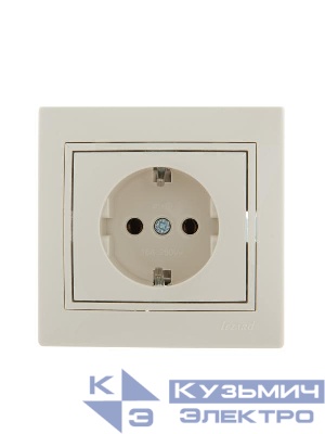 Розетка 1-м СП Mira 16А IP20 с заземл. со вставкой керамика крем. LEZARD 701-0303-122