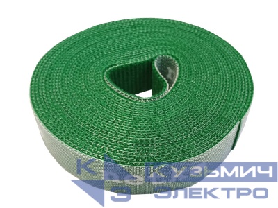 Лента-липучка многоразовая 20мм*5м, с насечками для отрыва (каждые 2 см), зеленая NETKO Optima