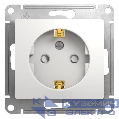 Розетка 1-м СП Glossa 16А IP20 с заземл. защ. шторки механизм бел. SE GSL000145