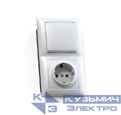 Блок СП БКВР-411 Селена (1-кл. выкл. + розетка с заземл.) бел. Кунцево 8207