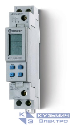 Реле времени цифровое недельное 16А 230В AC 1CO 17.8мм IP20 ПК (012.00) монтаж на рейку 35мм FINDER 127182300000