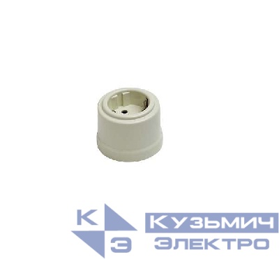 Розетка 1-м ОП Лизетта 16А IP20 ретро с заземл. ABS-пластик сл. кость Bironi B1-101-211