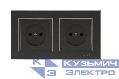 Розетка 2-м СП Karea 10А IP20 б/з дым. металлик Makel 56050017