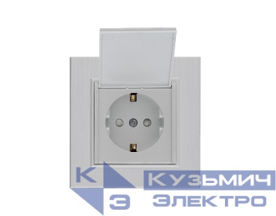 Розетка 1-м с крышкой Karea LINE STAR с заземл. жемчуж. Makel 86100029