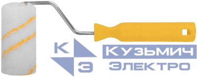 Валик полиакриловый с желт. полосой "миди" диам. 30/54мм ворс 12мм 100мм бел. FIT 02621