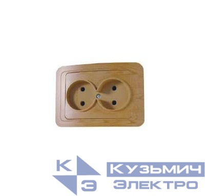 Розетка 2-м СП Mimoza N 16А IP20 без заземл. дуб/дуб Makel 24217