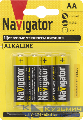 Элемент питания алкалиновый AA/LR6 61 463 NBT-NPE-LR6-BP4 (блист.4шт) Navigator 61463