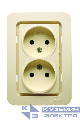 Розетка 2-м СП Lillium 10А без заземл. без вставки крем. Makel 71217